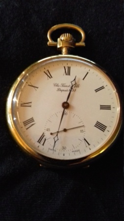  Un "Unitas" 6497 magnifiquement décoré et travaillé dans une montre gousset "Tissot" récente présentée dans sa boite en bois précieux. 20180210