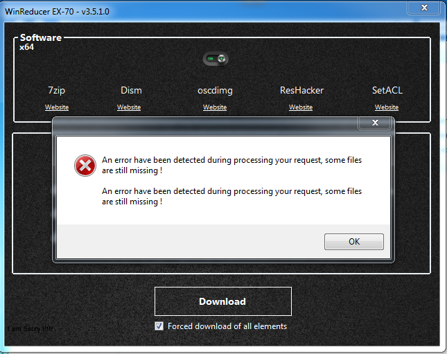 An error has been detected during processing your request, some files are still missing! Captur10