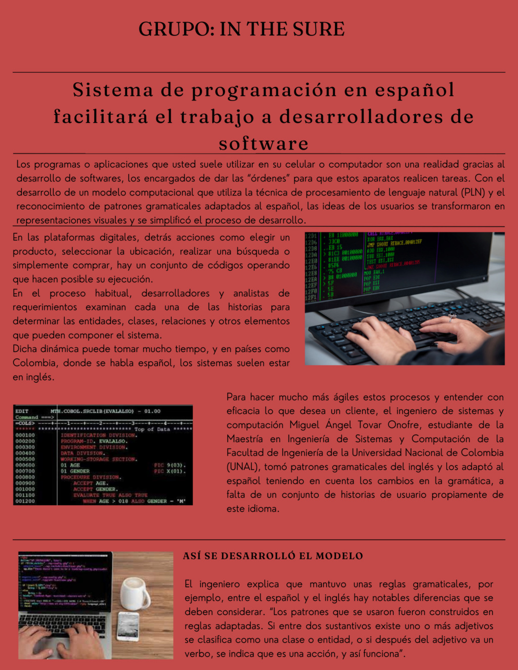 programación en español         Grupo: In The Sure Sistem10