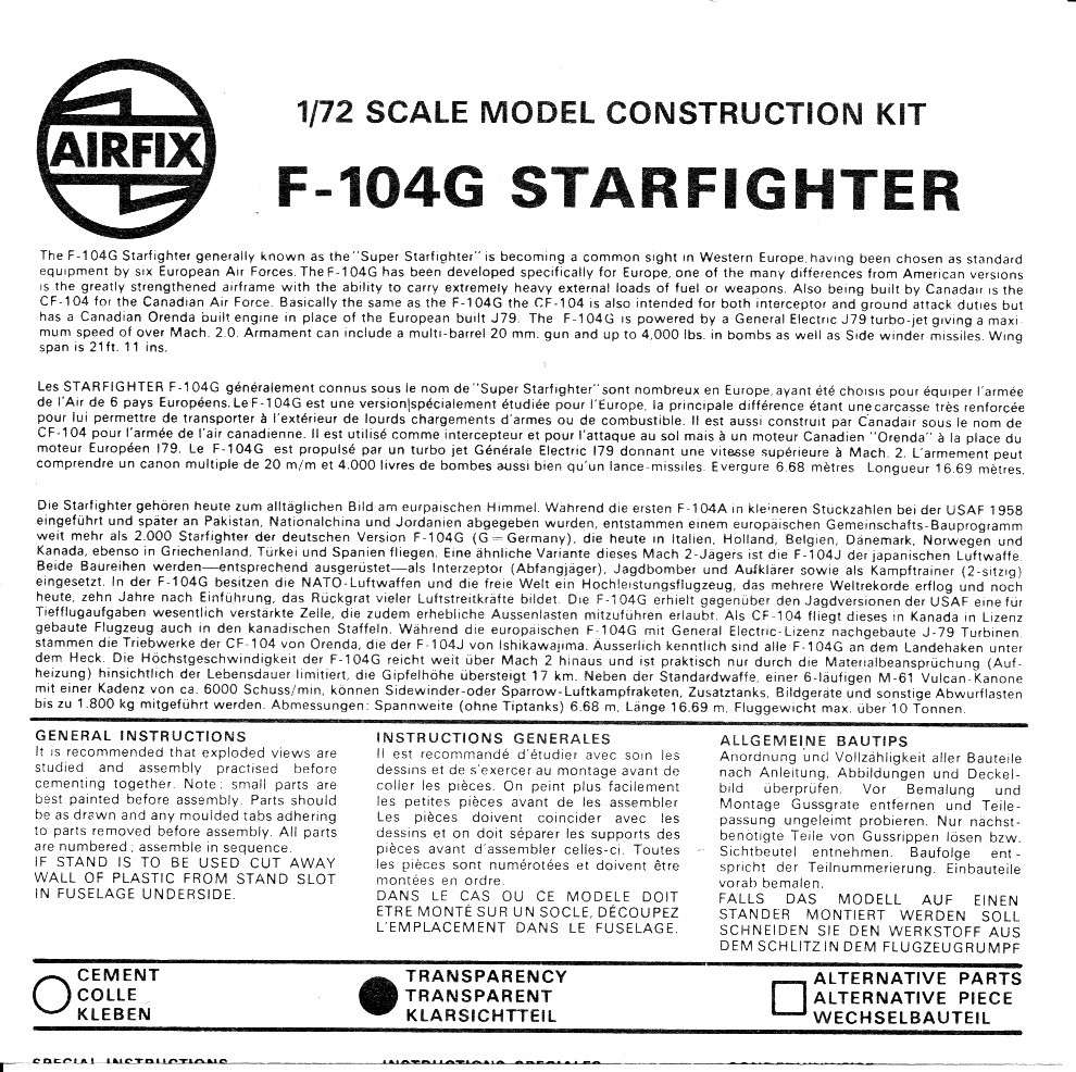 [AIRFIX] LOCKHEED F-104G STARFIGHTER 1/72ème Réf 291 F-104g12
