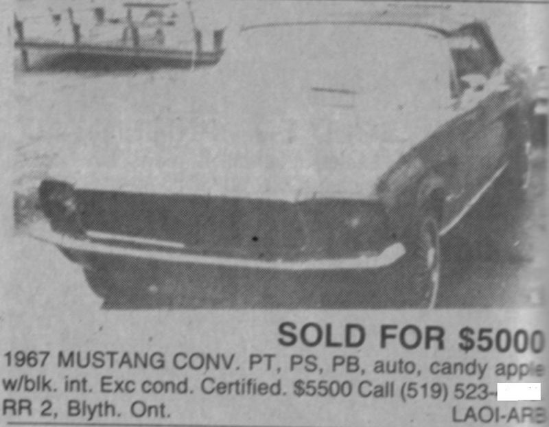 Archives: Des annonces de Mustang 67 qui ont déja été a vendre en Ontario a partir des années 80s 67conv12