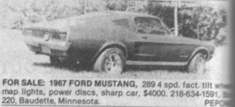 Archives: Des annonces de Mustang 67 qui ont déja été a vendre au Manitoba a partir des années 80s 67mus810
