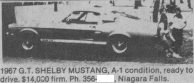 Archives: Des annonces de Mustang 67 qui ont déja été a vendre en Ontario a partir des années 80s 67shel10