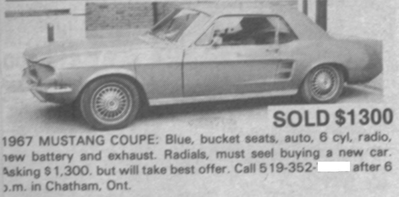 Archives: Des annonces de Mustang 67 qui ont déja été a vendre en Ontario a partir des années 80s 67stan31