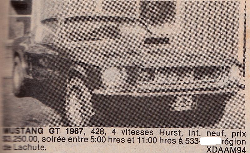 Archives: Des annonces de Mustang 67 qui ont déja été a vendre au Québec a partir de 1977 67stan51