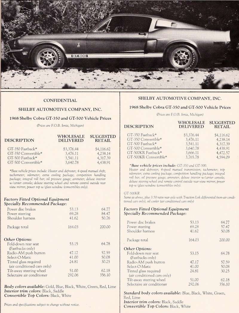 1968 Shelby GT documentation  confidentiel  68shel13