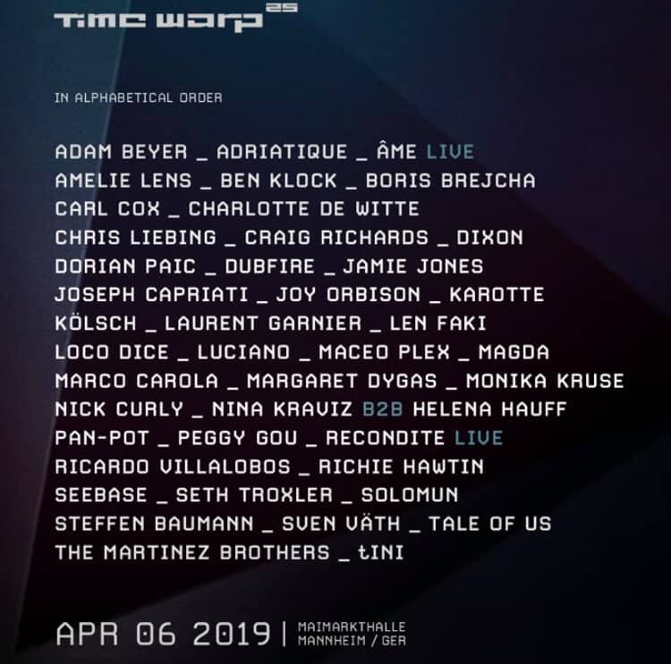 TIME WARP GERMANY - 25YRS - 6 Avril 2019 - Maimarkt Mannheim - Allemagne Lineup12