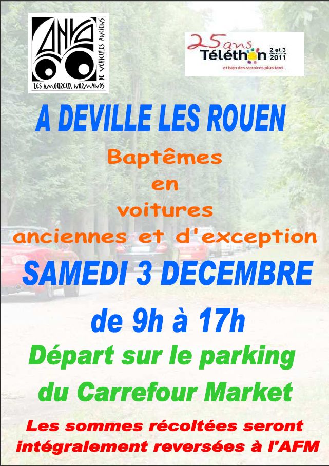 Téléthon à Deville lés Rouen samedi 3 Décembre Affich10