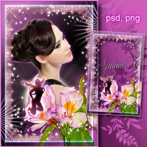 فريمز واطارات قمه فى الشياكه والجمال Fairy Frame - Pink Irises بصيغه psd بحجم 82 ميجا 13350910