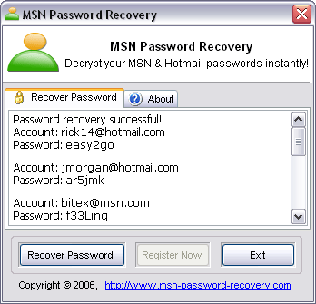 MSN Password Recovery 2dufgc10