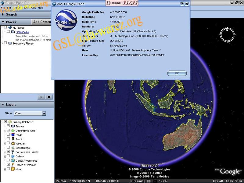 Google Earth Pro v4.2.0205.5730 + Original License B5de9c10