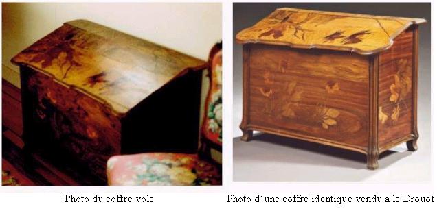 Emile Galle - Coffre à bois - scène de bûcheronnage Voleco10