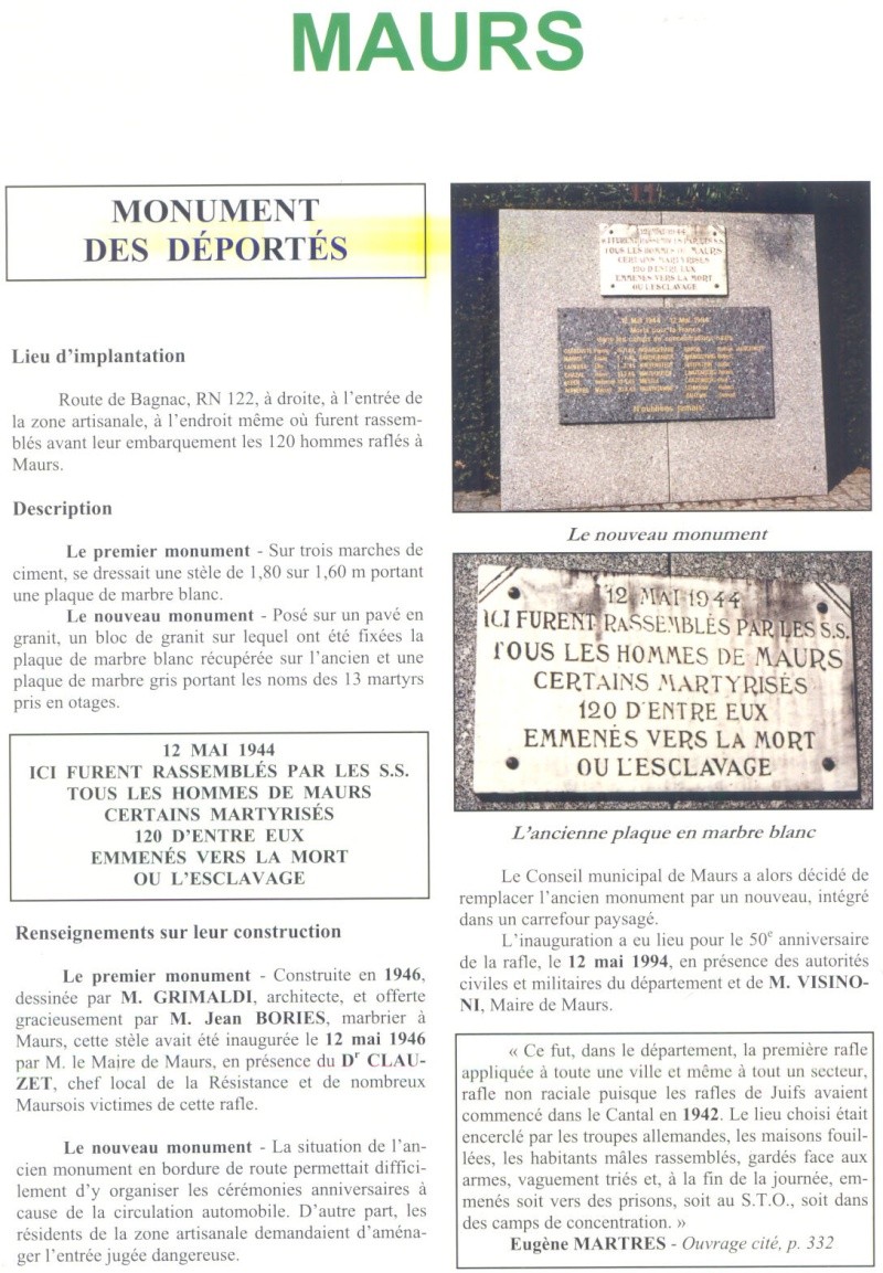 MONUMENTS DU SOUVENIR-CANTAL 1940-1944 Monume10