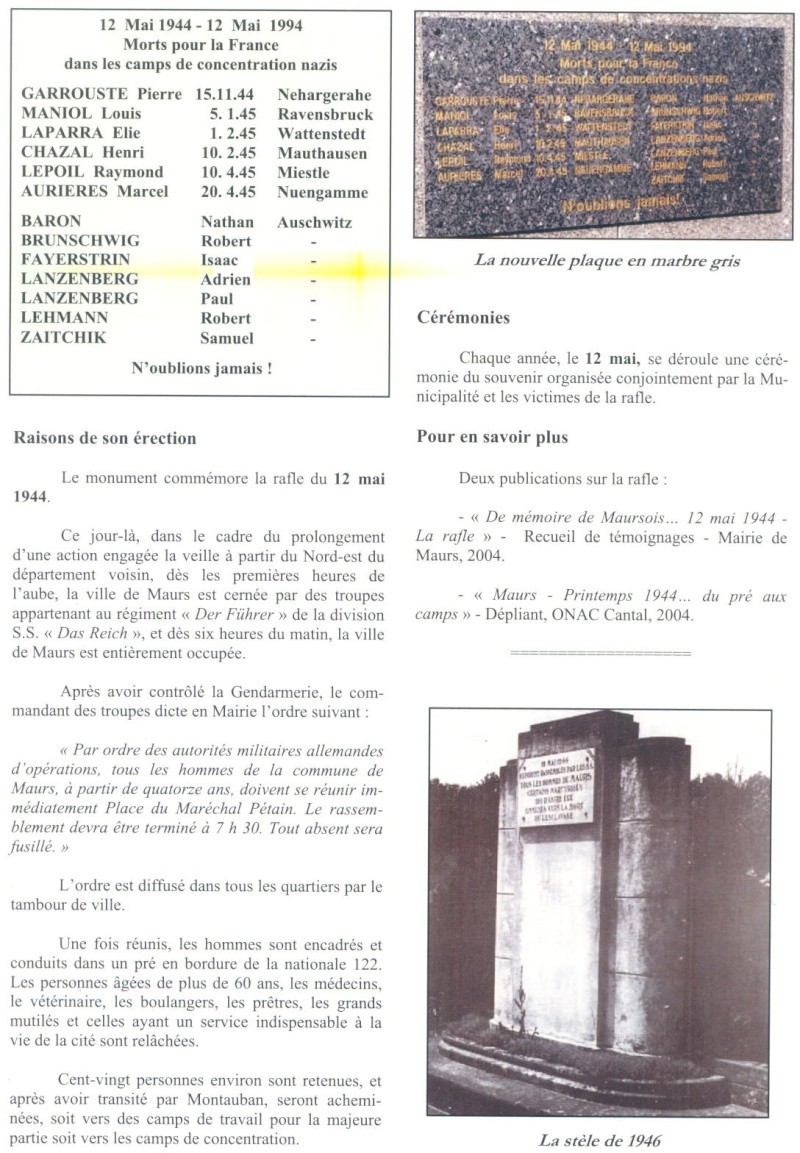 MONUMENTS DU SOUVENIR-CANTAL 1940-1944 Monume11