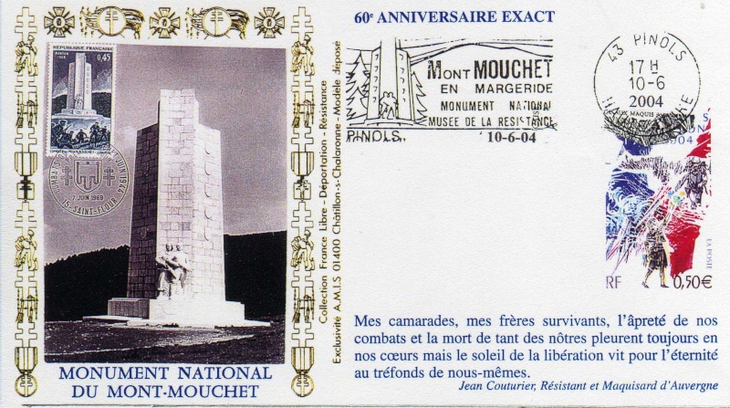 Timbres Commémoratifs Résistance Mont MOUCHET Déportés ... Timbre11