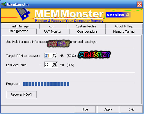 اكسر سرعة الرامات المحدودة مع اقوي برنامج لتسريع الرامات MemMonster4.70 04step10