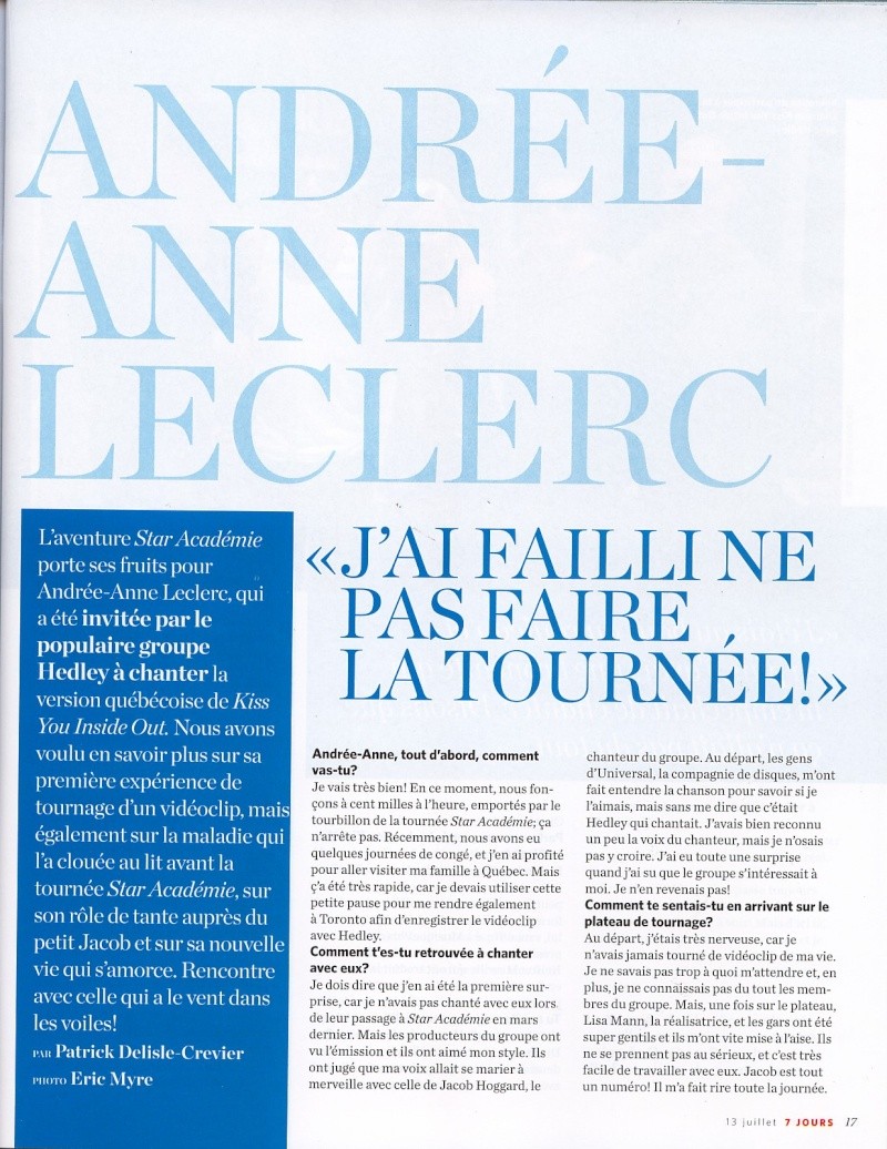 Andrée-Anne Leclerc " J'ai failli ne pas faire la tournée" Al213