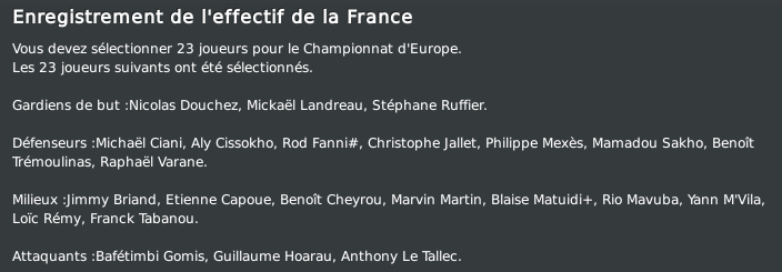 Défi n°3 - Equipe de France de football - Résultats Effect10