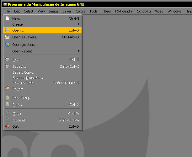 Cómo abrir uma imagem no Gimp? Abrir10