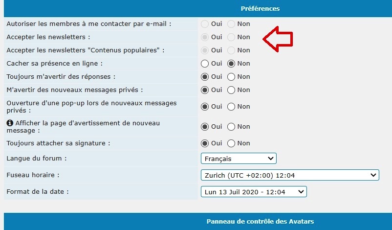 Pas d'avertissement sur le changement d'adresse du forum Profil17