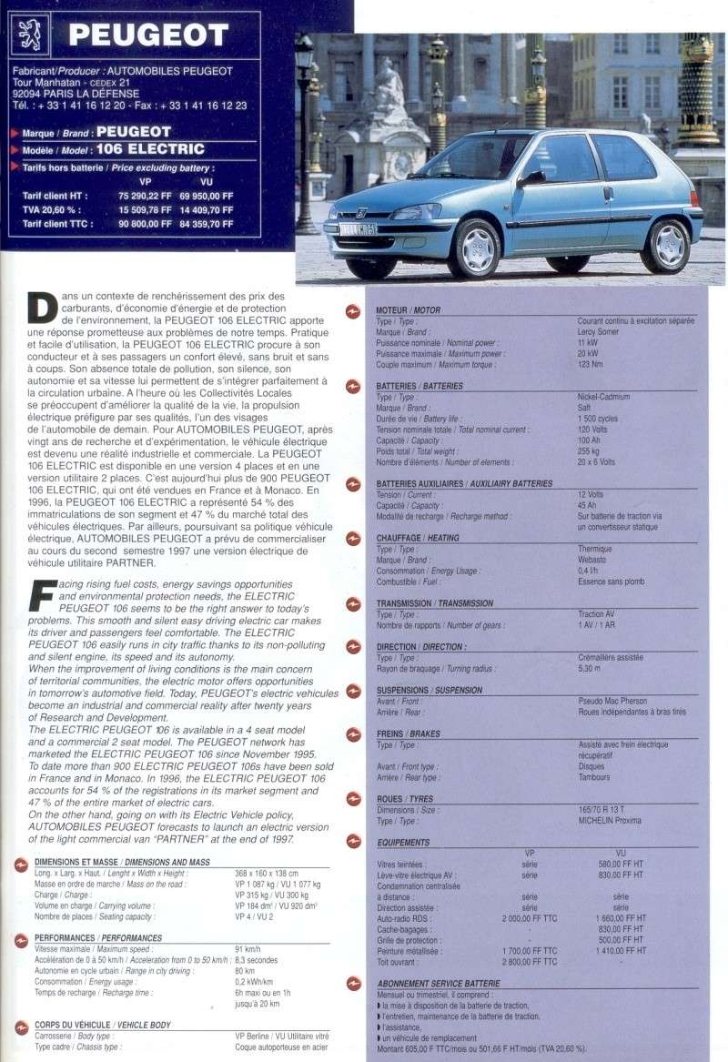 Document relativement détaillé sur le plan technique sur la Peugeot 106 électrique P210