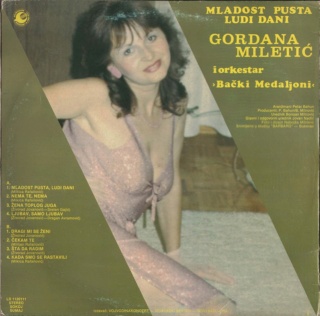 Gordana Miletic  1986 - Mladost pusta ludi dani Zadnj128