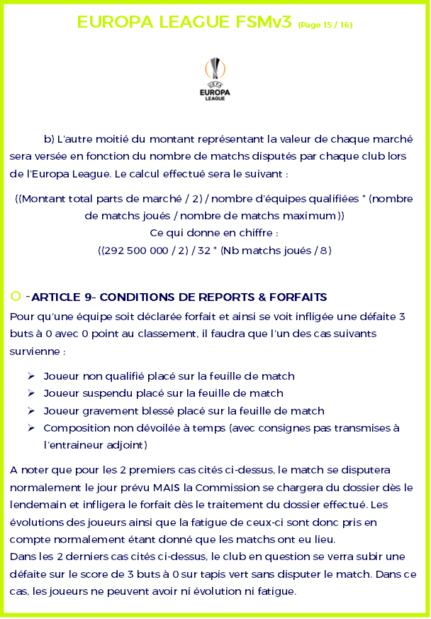 ⬡ Règlement Europa League ⬡ Europa24