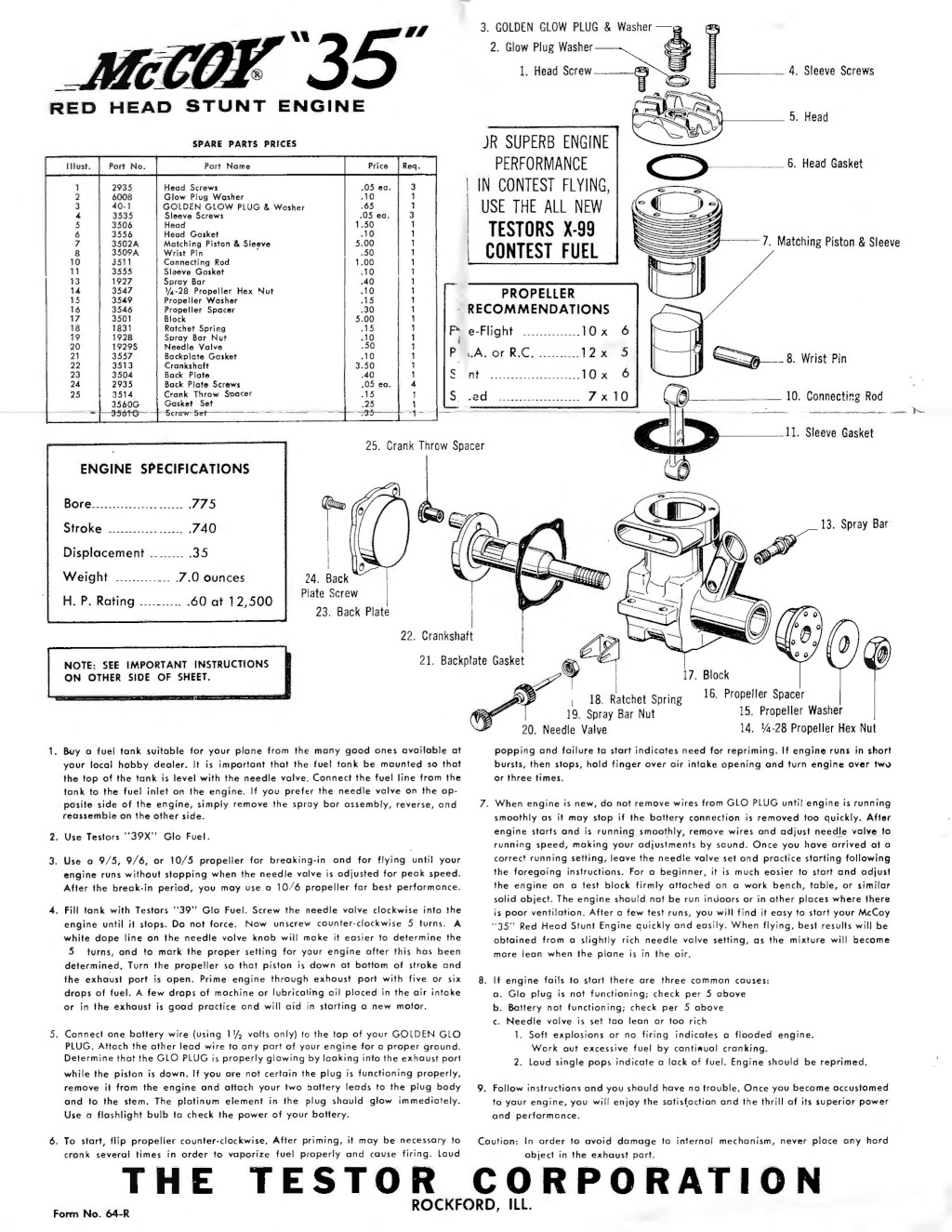 McCoy 35/40 Parts lists Testor10