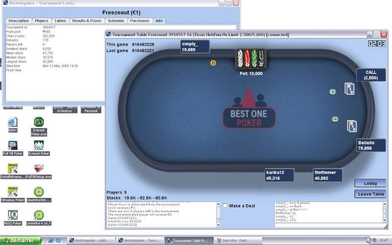 7 ieme sur 175 Best one poker + demande carte svp B1p110