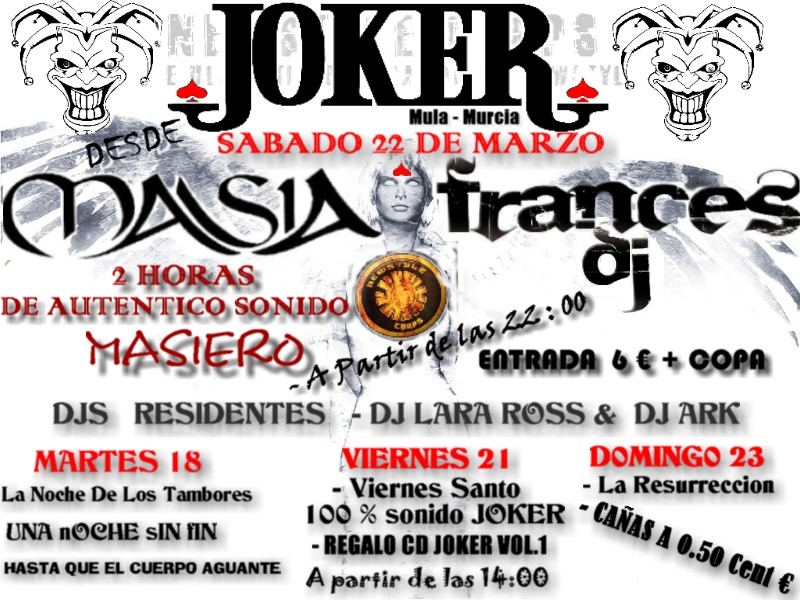 22 Marzo fiesta MASIA en JOKER (Mula - Murcia) Cartel11