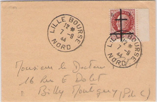 Timbres de la libération de Lille (oblitérations sur lettre). Envelo11