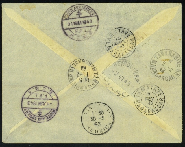 PREMIERE LIAISON AERIENNE DAMAS – TANANARIVE 22.01.1943. Envelo15