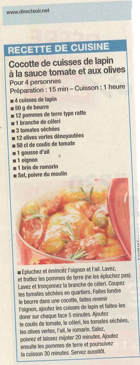 Cocotte de cuisse de lapin à la sauce tomate et aux olives 20100310