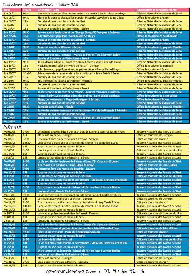 Programme des animations estivales de la Réserve naturelle des marais de Séné Sans_t13