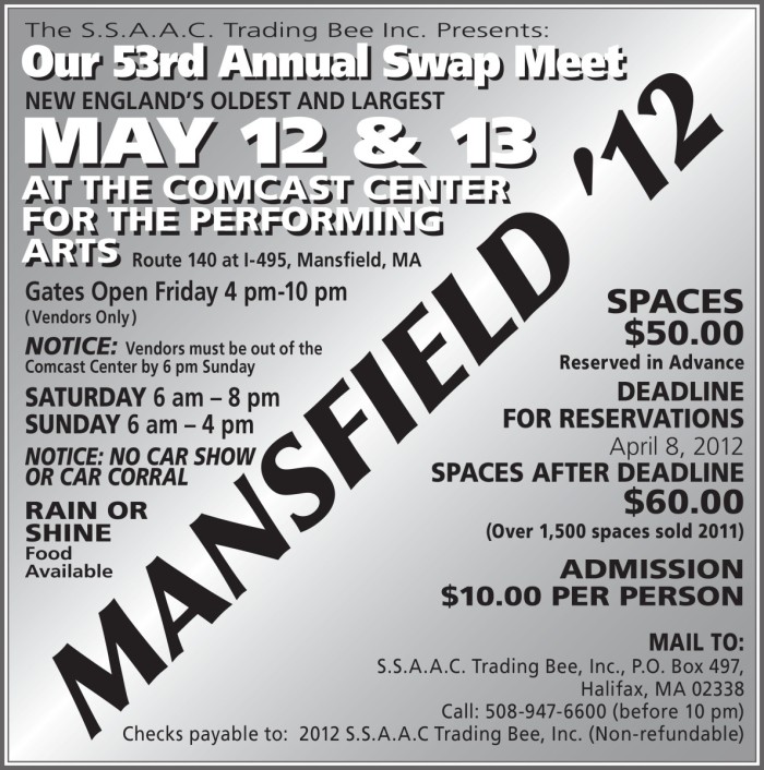 swap meet comcast center mansfield, ma 5/125/13