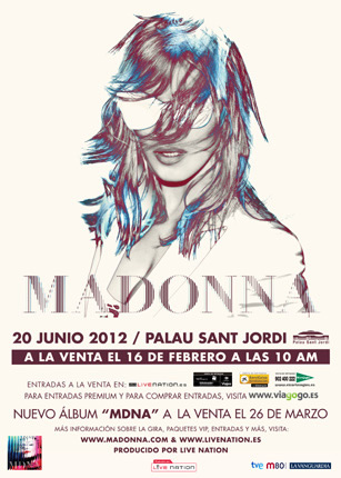 Póster Tour de Madonna Barcelona y posible nueva fecha 20120210