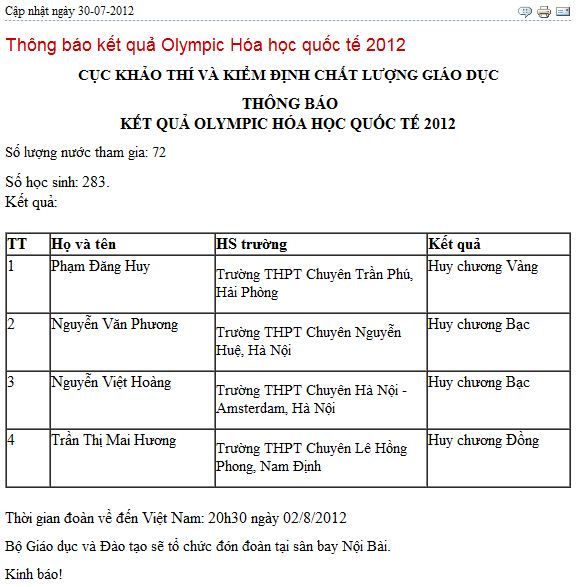 Việt Nam giành huy chương Vàng Olympic Hóa học quốc tế 2012 Captur40