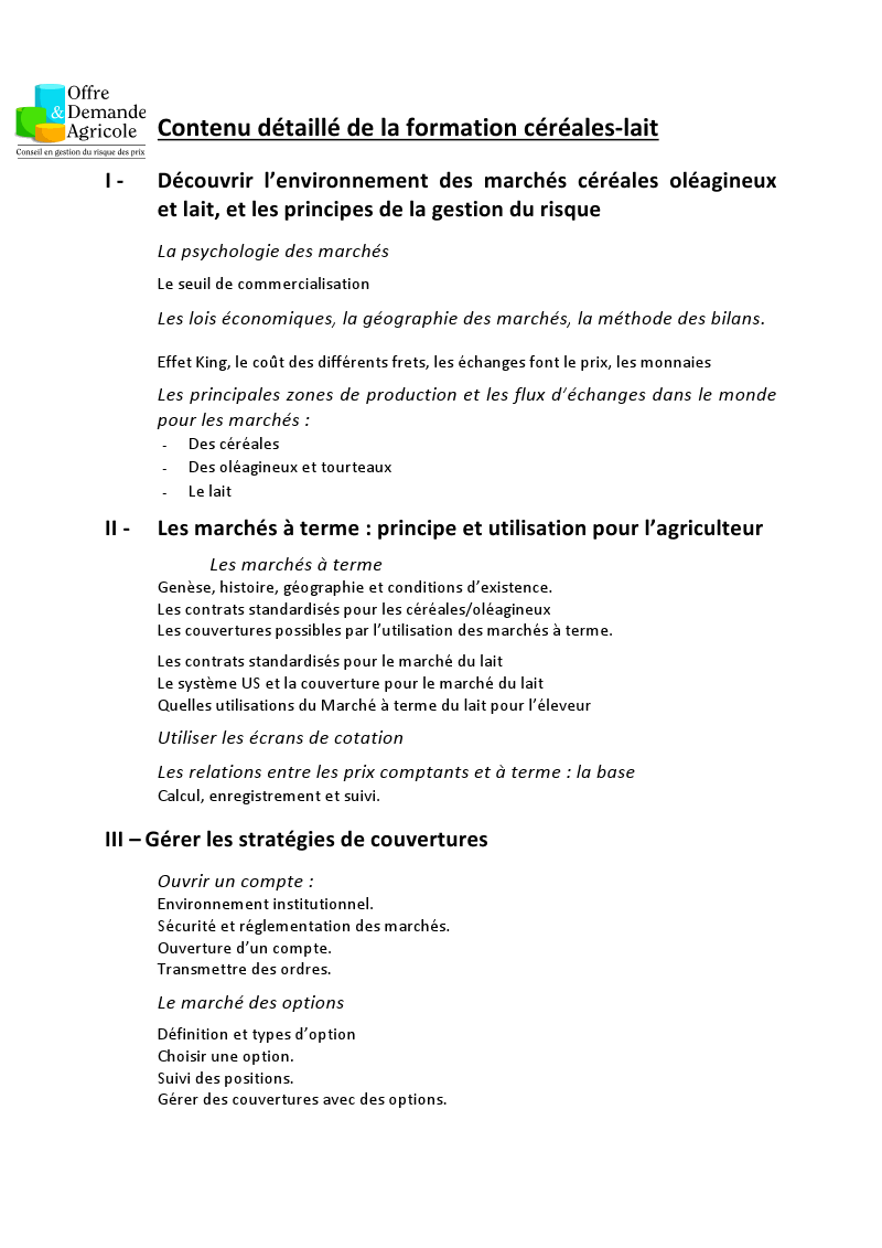 Formation sur la volatilité des cours. 210