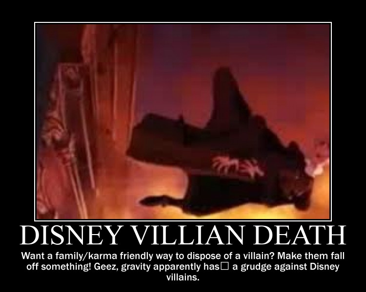 How do Diseny Villians usally die? 0304