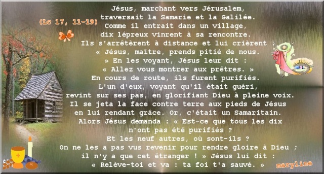 Textes et commentaires de la Parole du 14 Novembre "purifiés..rendre grâce" Parole10