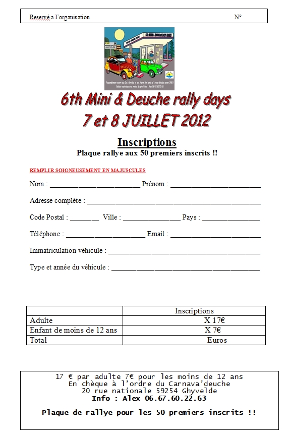 6ème mini&deuche days rallye à GHYVELDE (59) Inscri17