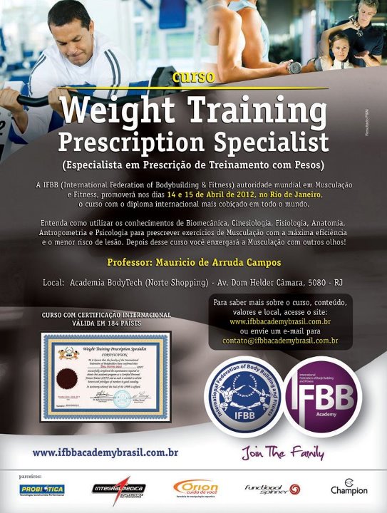 Curso com diploma internacional "Weight Training Prescription Specialist" da IFBB Academy Brasil 55493210