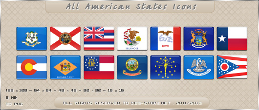 ايقونات اعلام الولايات المتحدة الامريكيه - اعلام الولايات الامريكيه 50 ولايه - American States Icons Pervie16