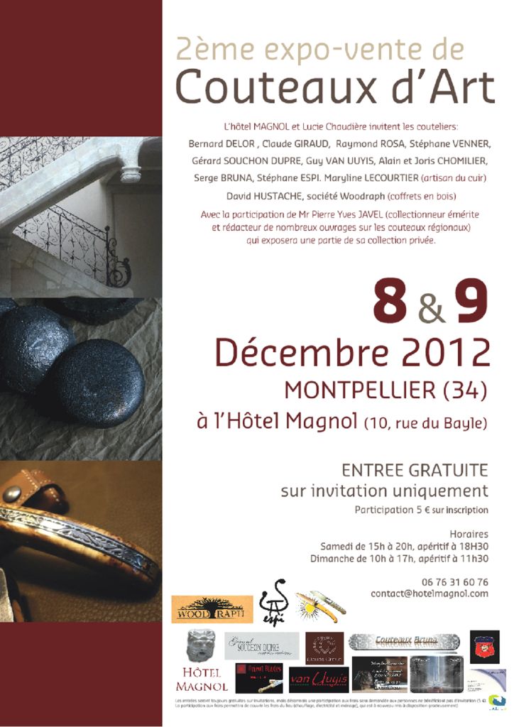 Invitation Expo vente privée de couteaux d'Art de MONTPELLIER Affich10