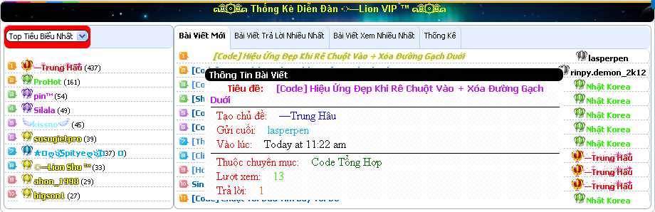 [Code] Last Topic Hot Của ☼—Lion VIP ™ [phpBB2] - Page 2 Captur14