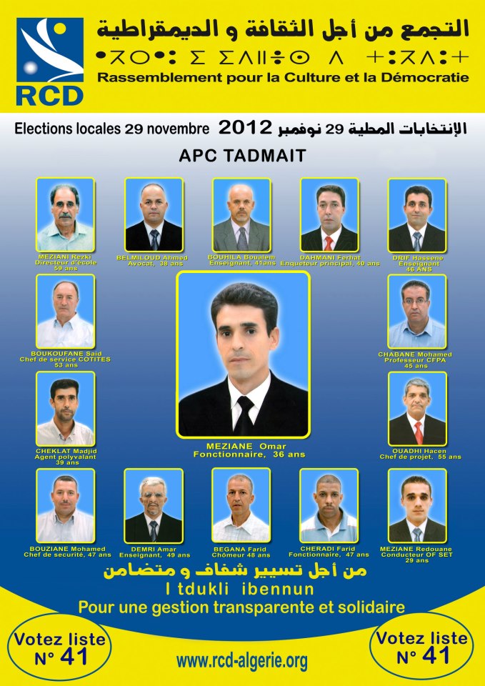 Les candidats du RCD pour la commune Tadmait (Tizi-Wezzu) 189