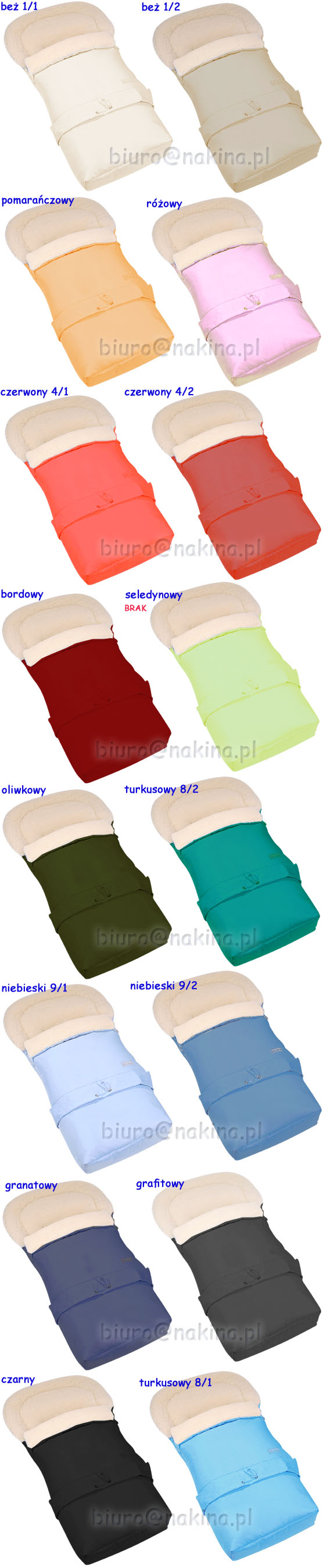 coloris des chancelières WOMAR sur poussettes N20s_w13