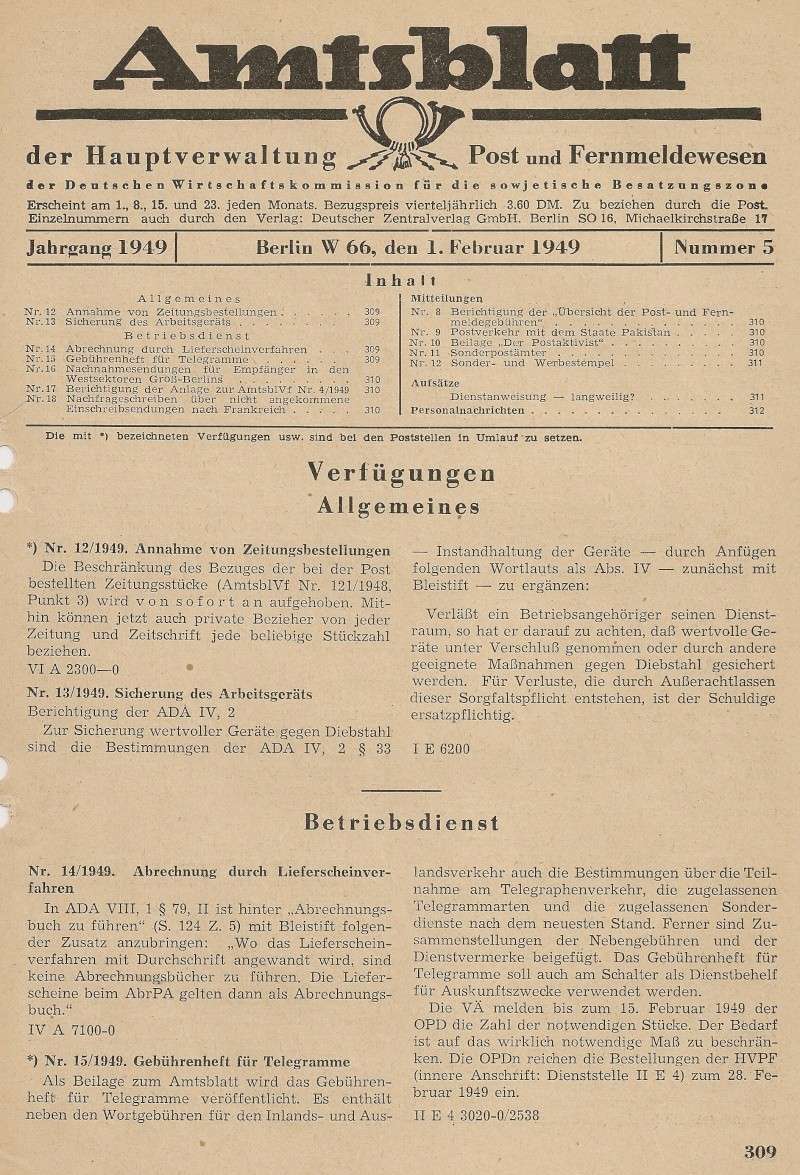 Amtsblätter DDR - Jahrgang 1949 30910