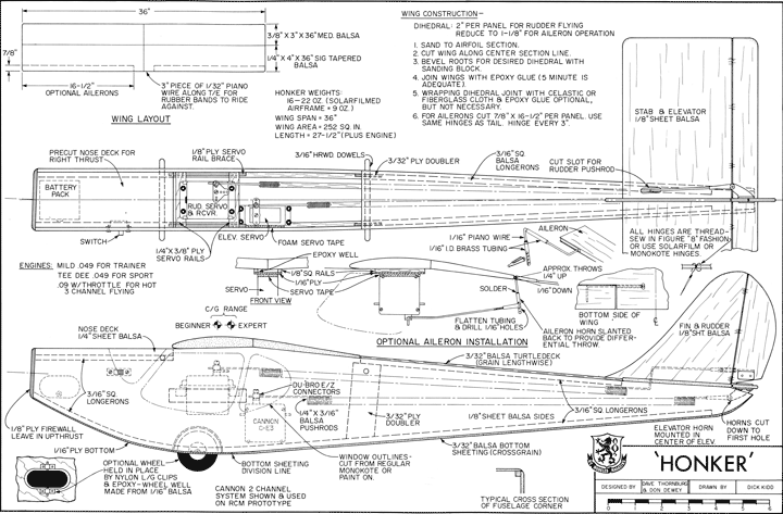 Looking for: Easy to build basic RC airplane plans Honker10