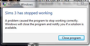 "Sims 3 has stopped working" everytime I open the TS3W.exe Sdfawa10